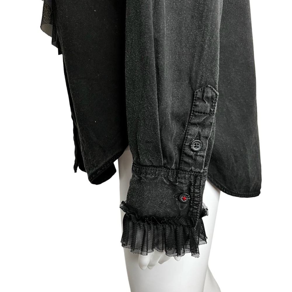 Pilcro Tulle Faded Black Collar Button Up Small - Picture 4 of 8